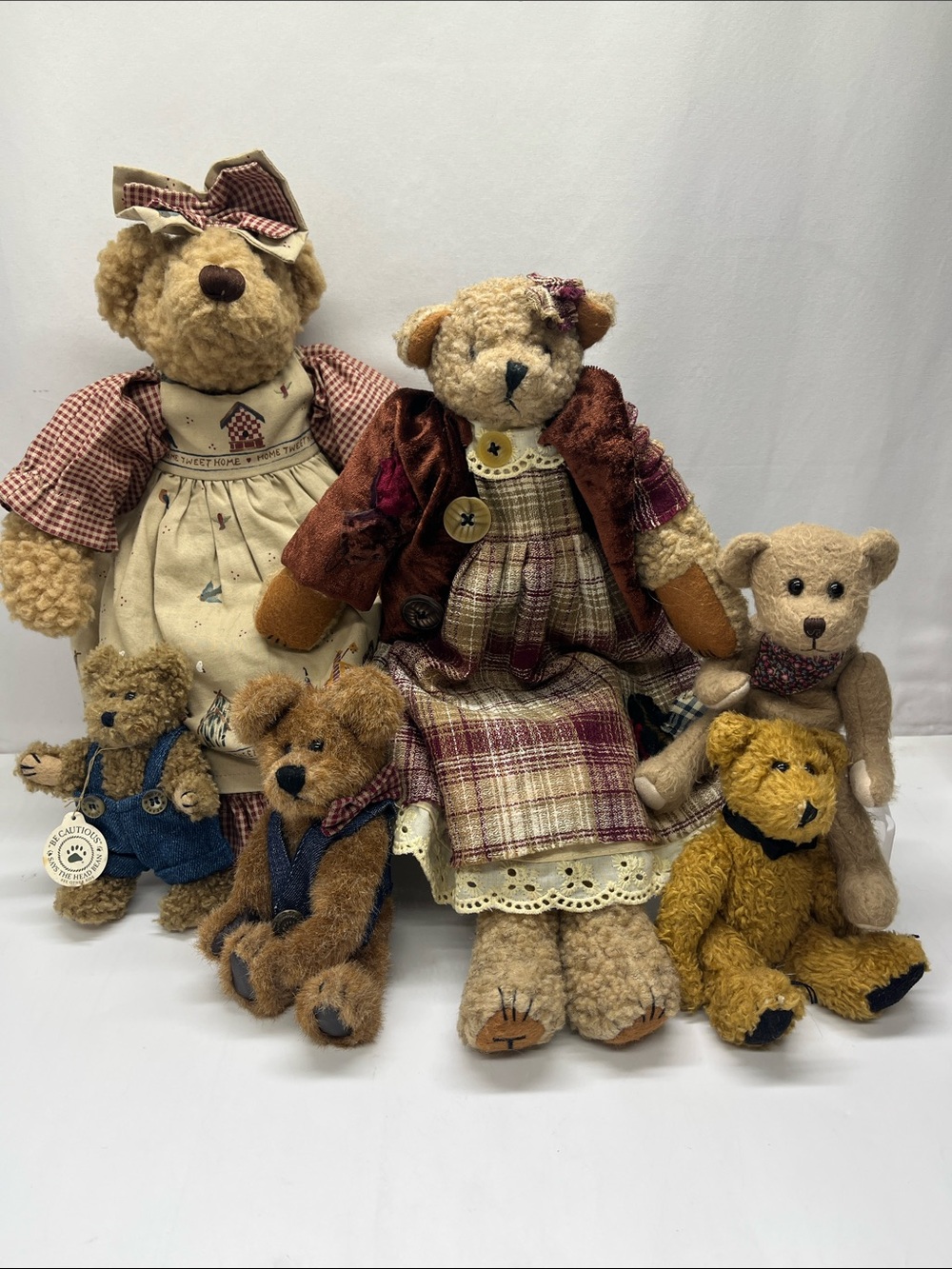 Cherished Teddies Plush Bears Vintange in Brown, Tan & Cream Bundle